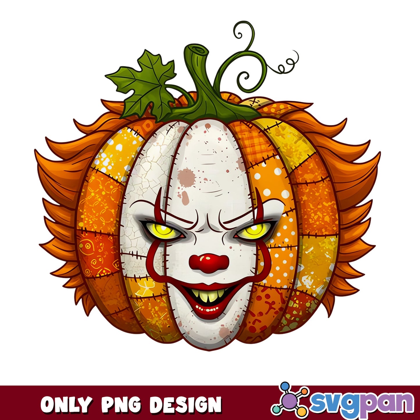 Pennywise Pumpkin PNG, Horror Clown Halloween PNG, IT Clown PNG