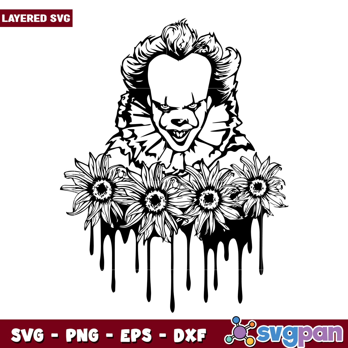 Pennywise flower svg, halloween horror nights svg, spirit halloween svg