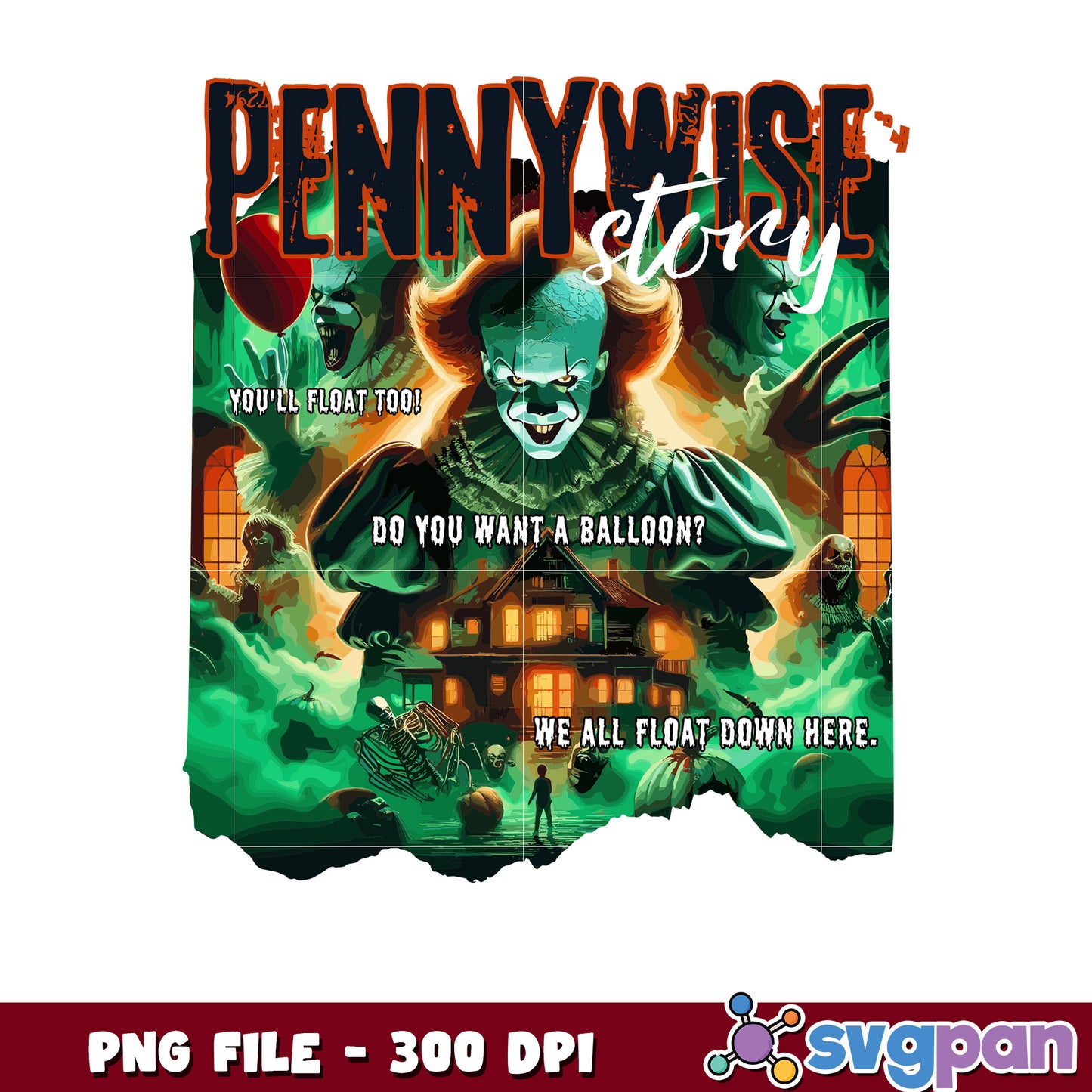 Pennywise story png, halloween horror characters png, halloween town png