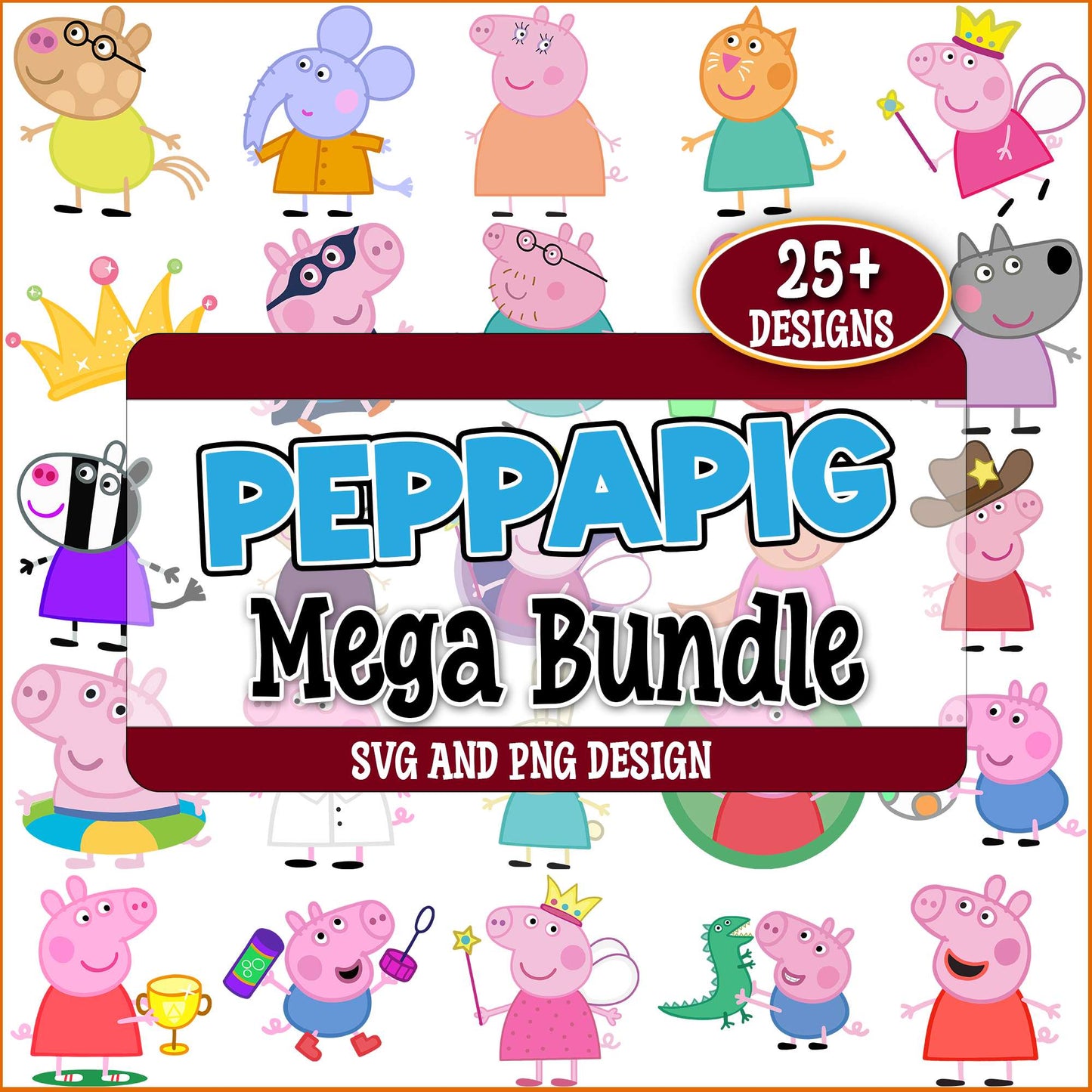 Peppa pig design svg bundle