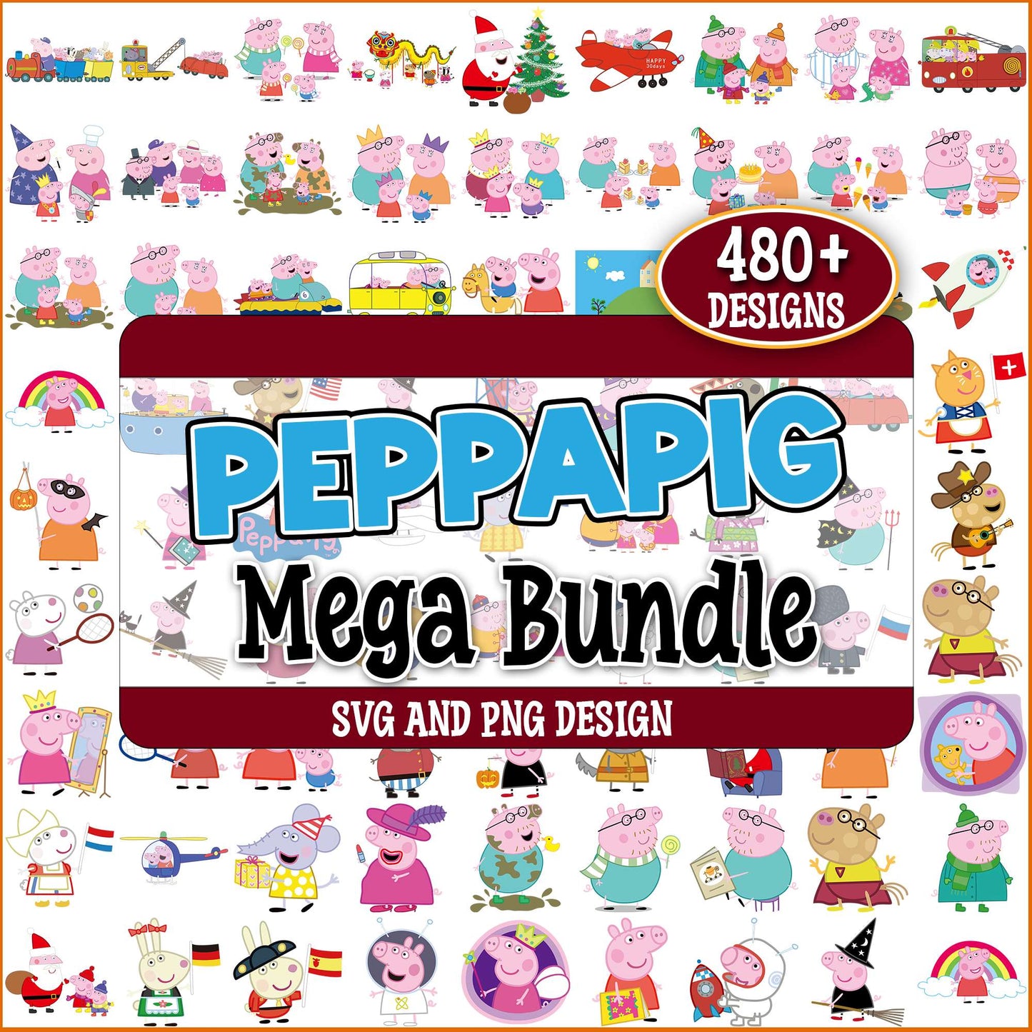 Peppa pig set svg bundle
