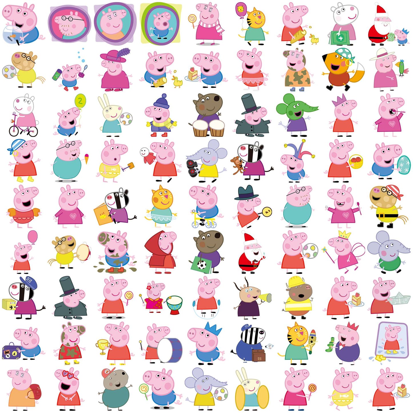 Peppa pig set svg bundle, peppa pig characters svg, peppa pig house svg