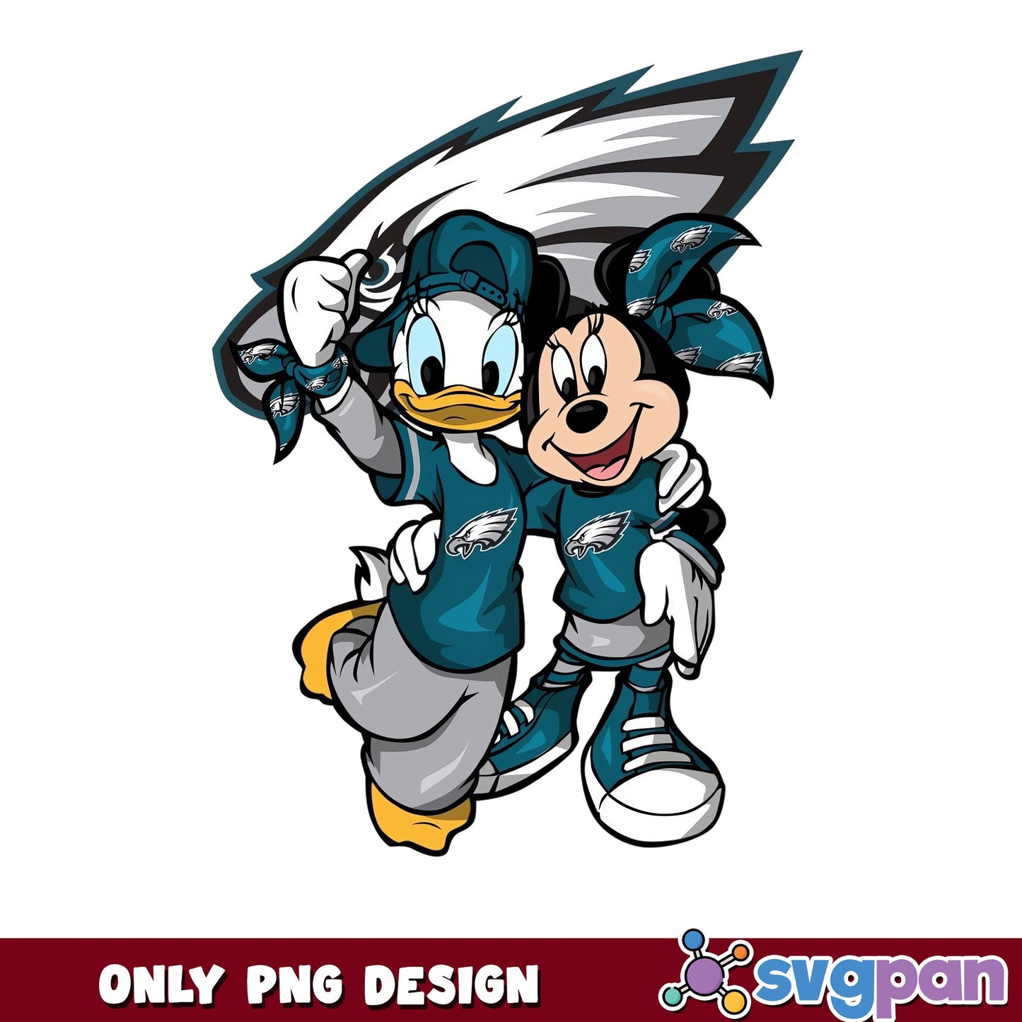 Philadelphia Eagles Mickey Minnie PNG, Disney NFL PNG, Eagles Football PNG