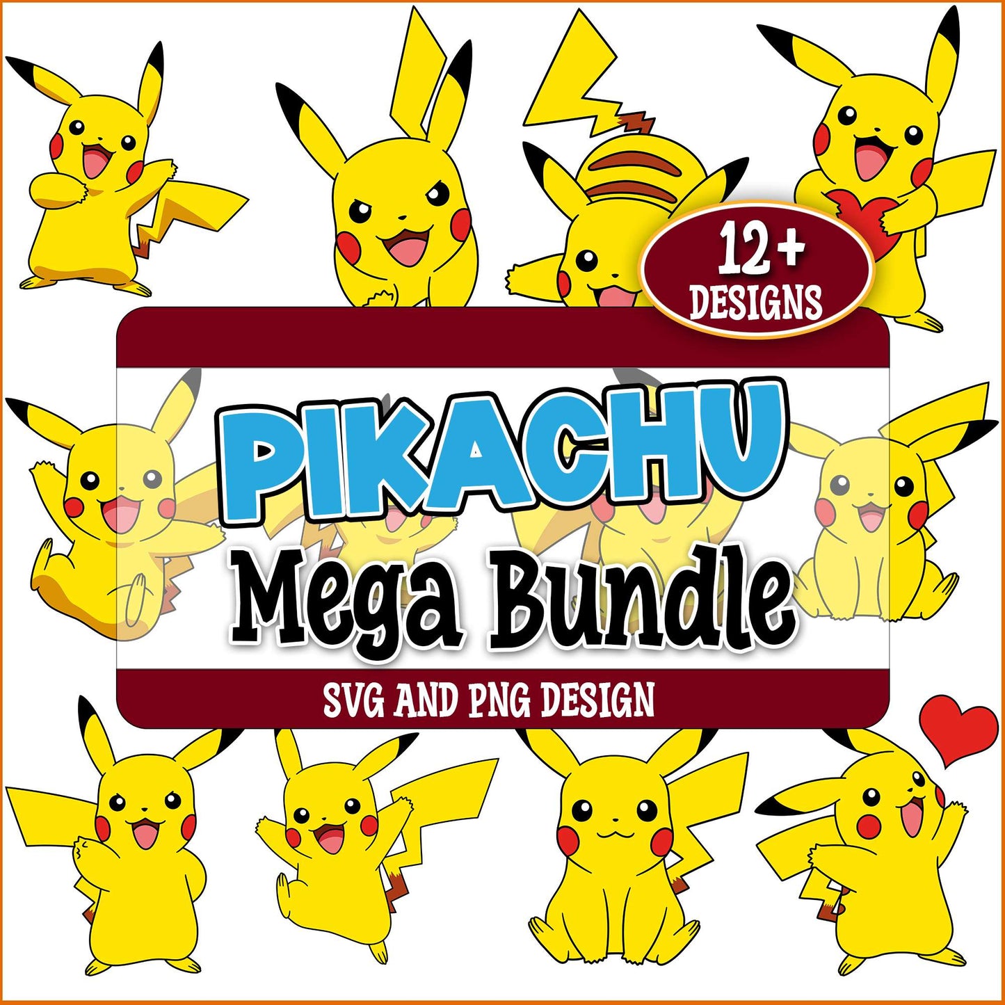 Pikachu poses svg bundle
