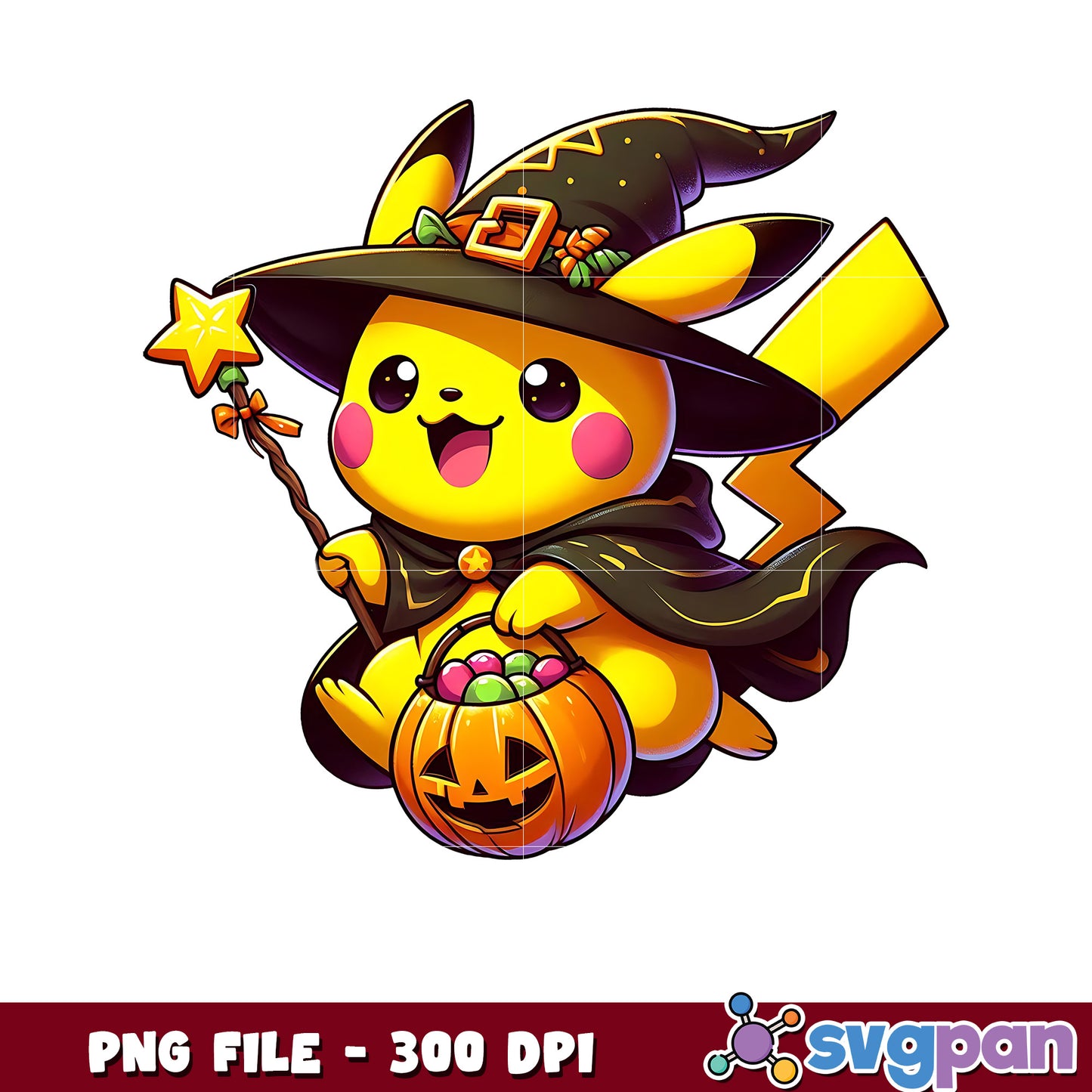 Pikachu witch png, happy halloween png, halloween pokemon png