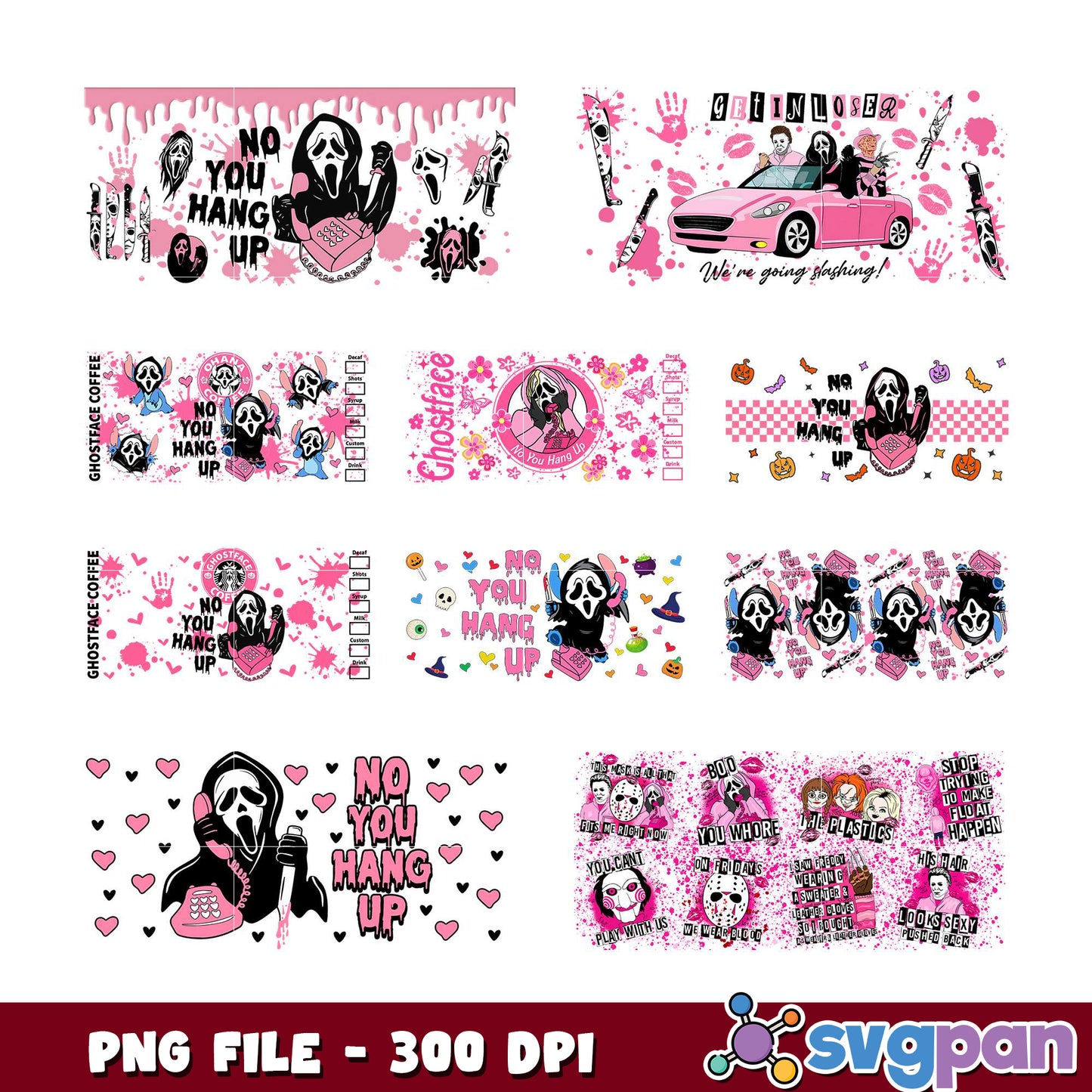 Pink Ghostface Coffee Bundle PNG