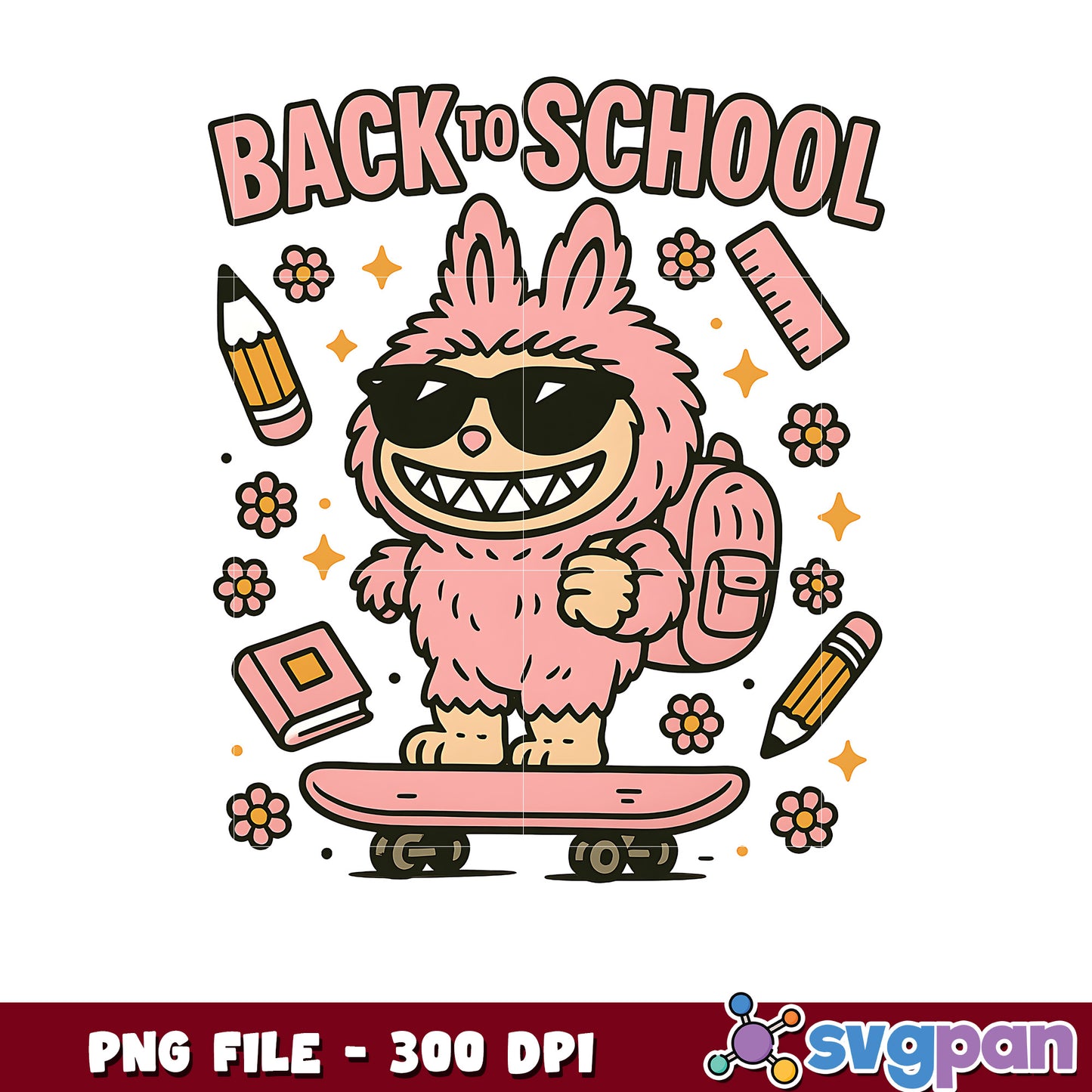 Pink Labubu back to school png