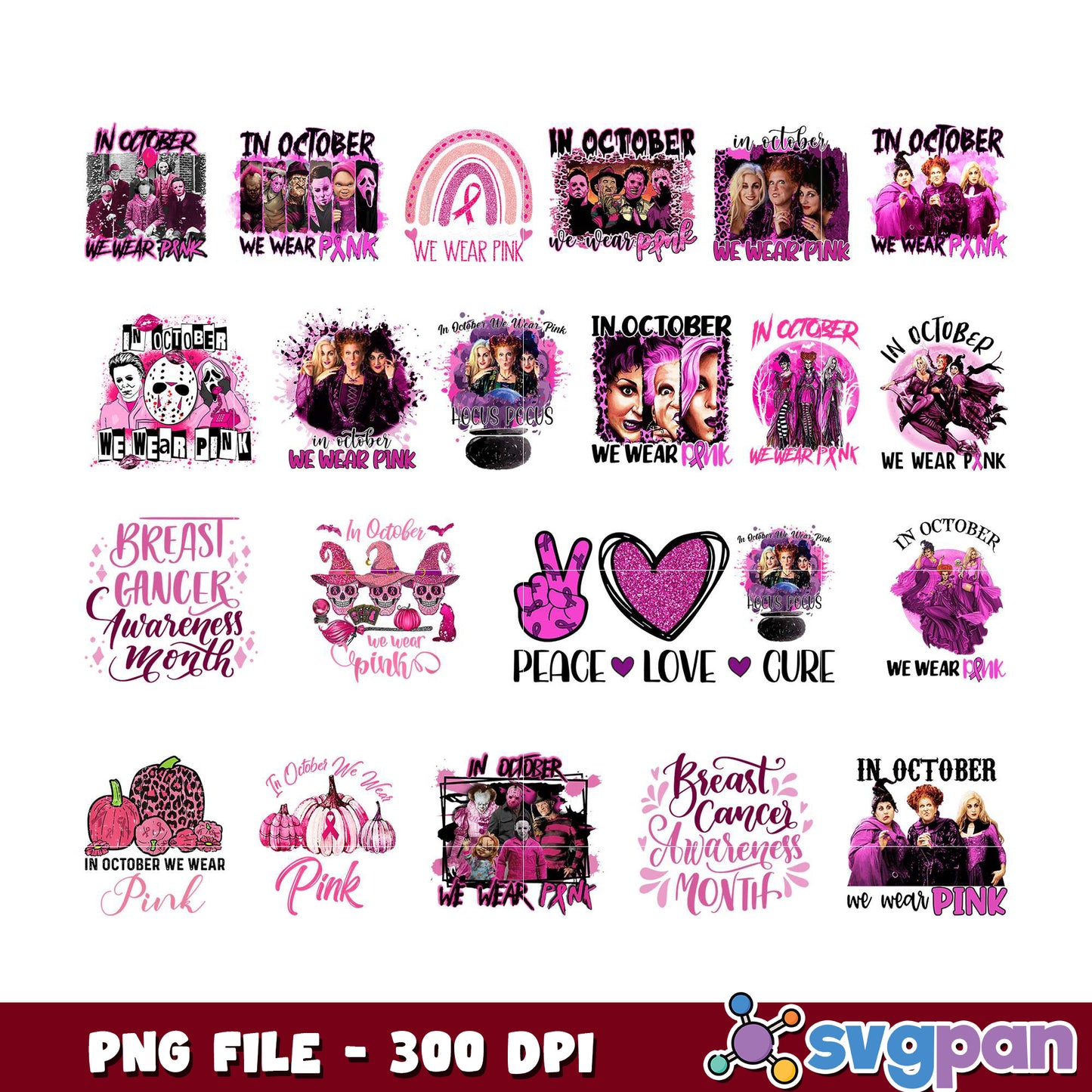 Pink October Halloween Bundle PNG