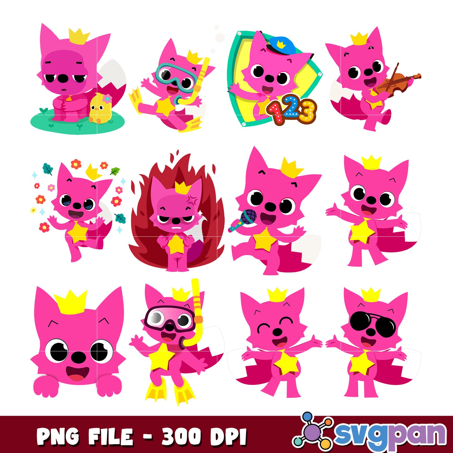 Pinkfong Baby Shark Bundle PNG 300 DPI