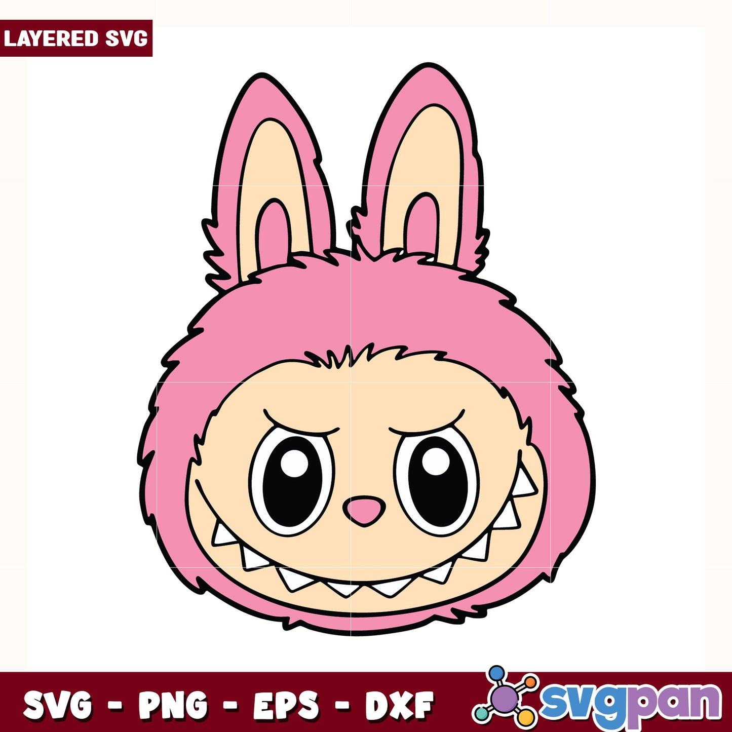 Pink labubu design svg, cute labubu svg, popmart labubu svg