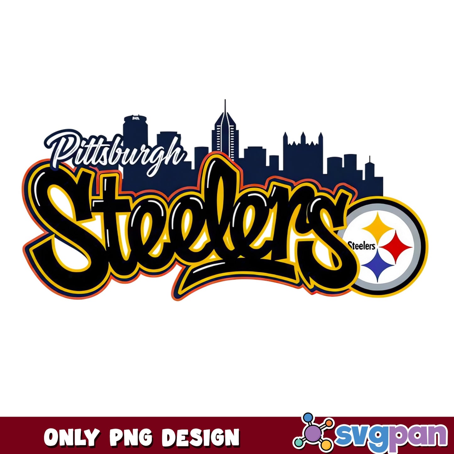 Pittsburgh Steelers Skyline PNG, Steelers Logo PNG, NFL PNG