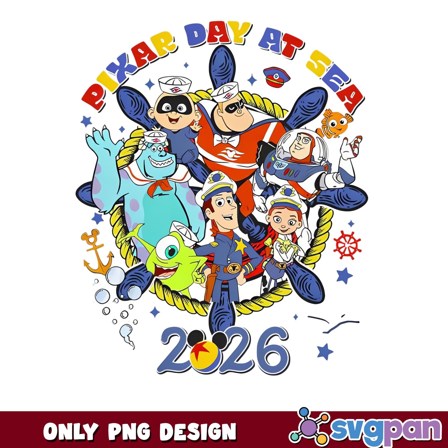 Pixar Day At Sea 2026 PNG, Disney Cruise PNG, Pixar PNG