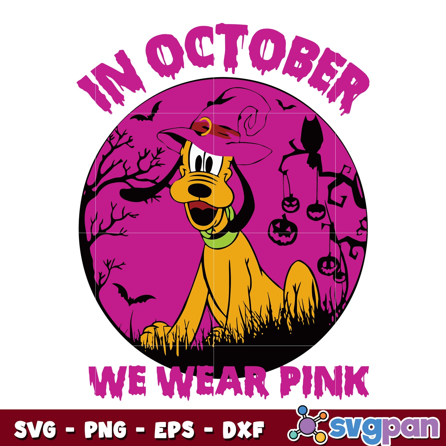 Pluto In October We Wear Pink Halloween svg