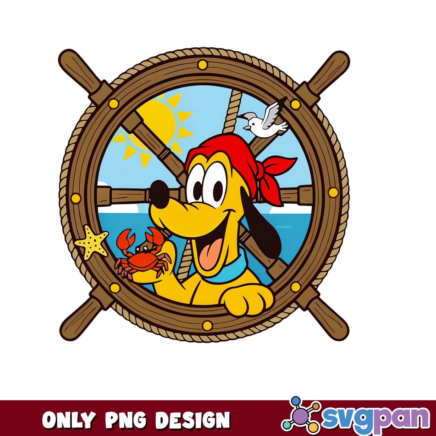 Pluto Disney Cruise Ship Wheel PNG, Disney Summer PNG, Disney Vacation PNG