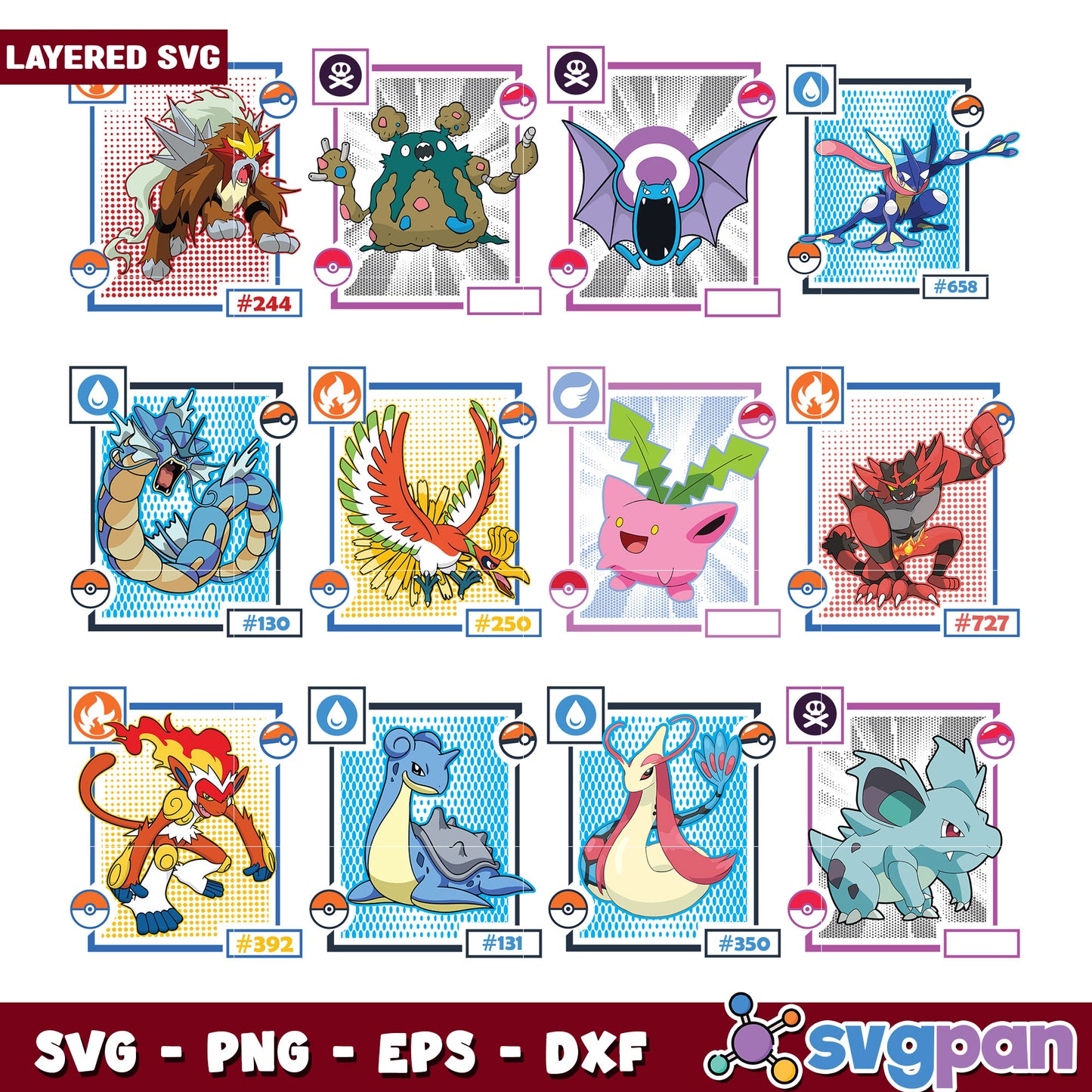 Pokémon Bundle SVG Layered Designs for Crafts