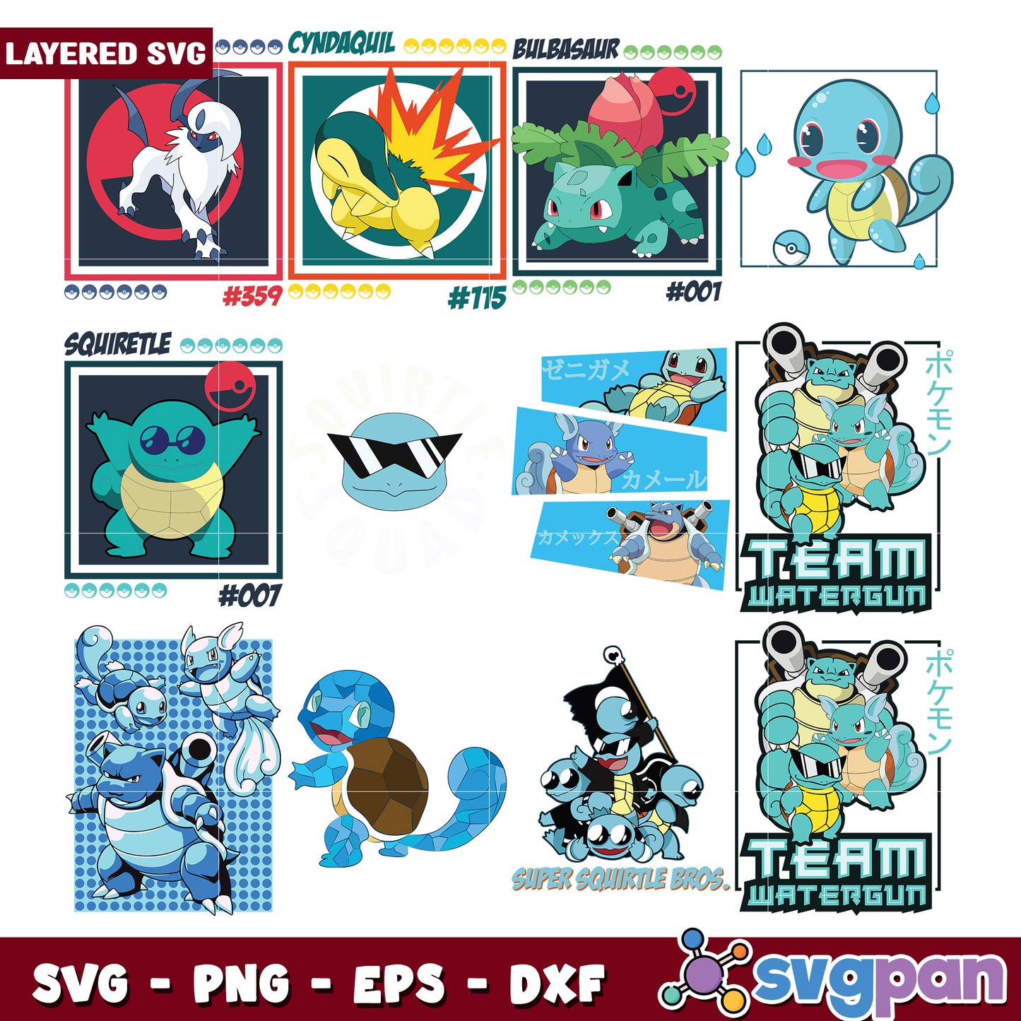 Pokemon SVG Bundle Squirtle, Bulbasaur More