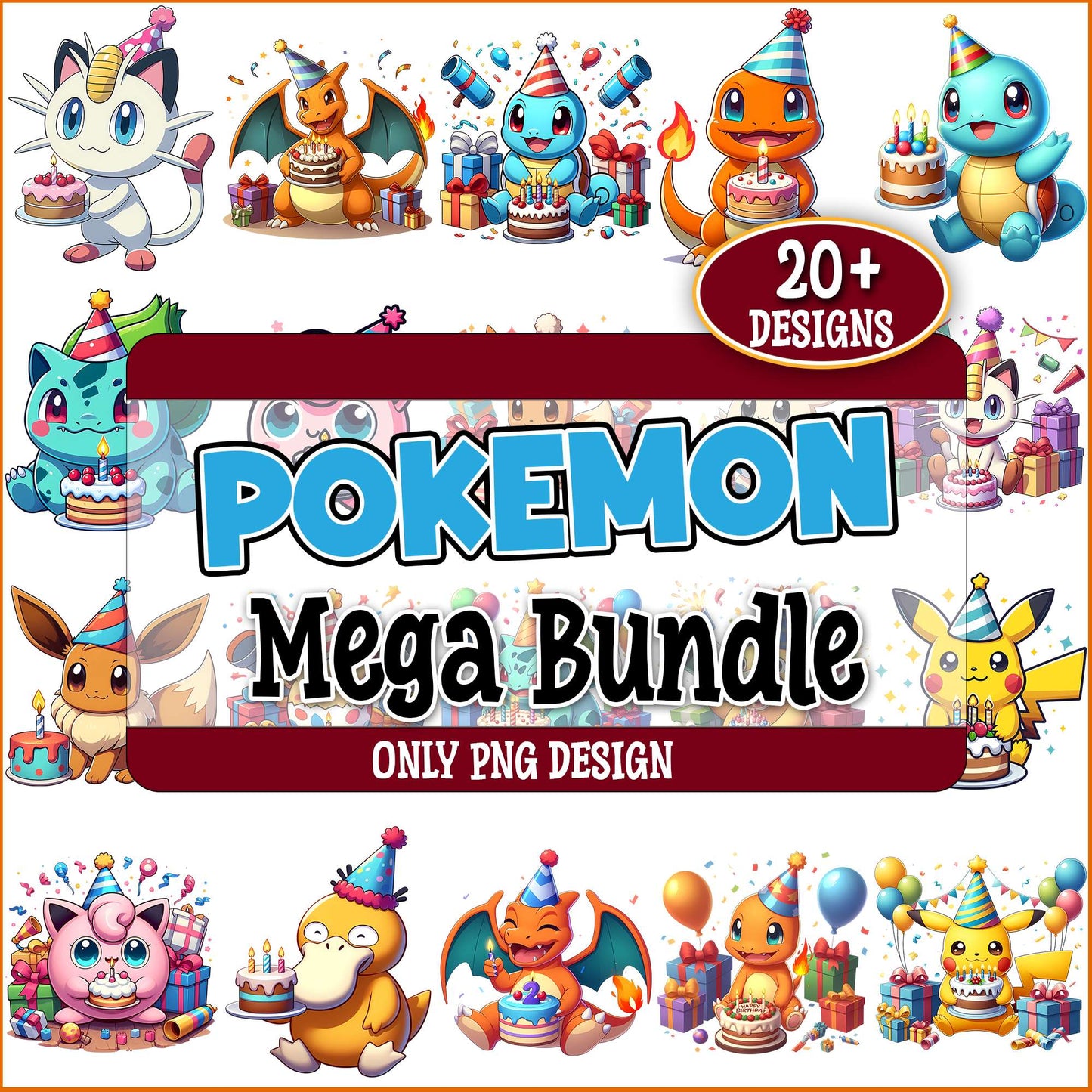 Pokemon birthday art png bundle