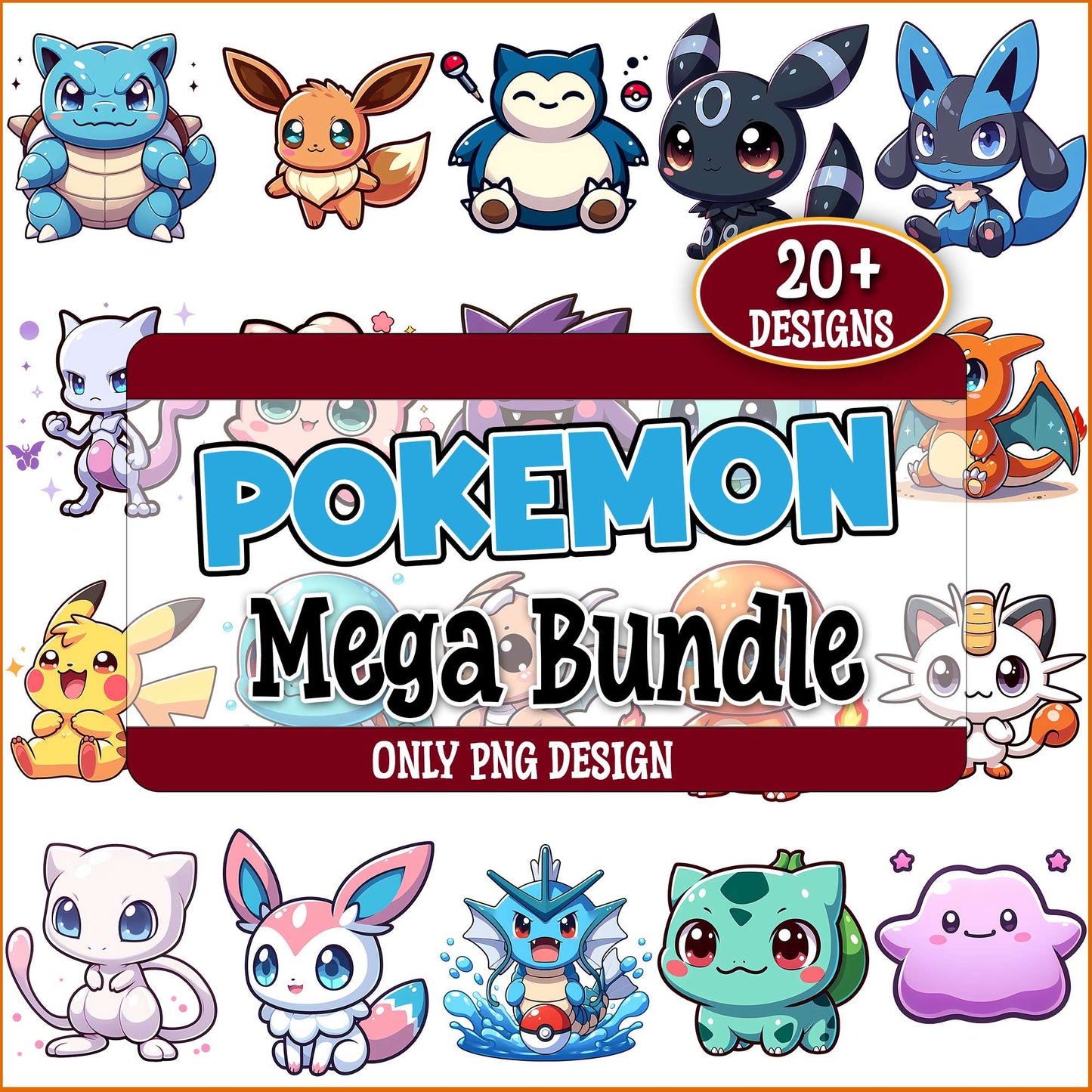 Pokemon cute art png bundle