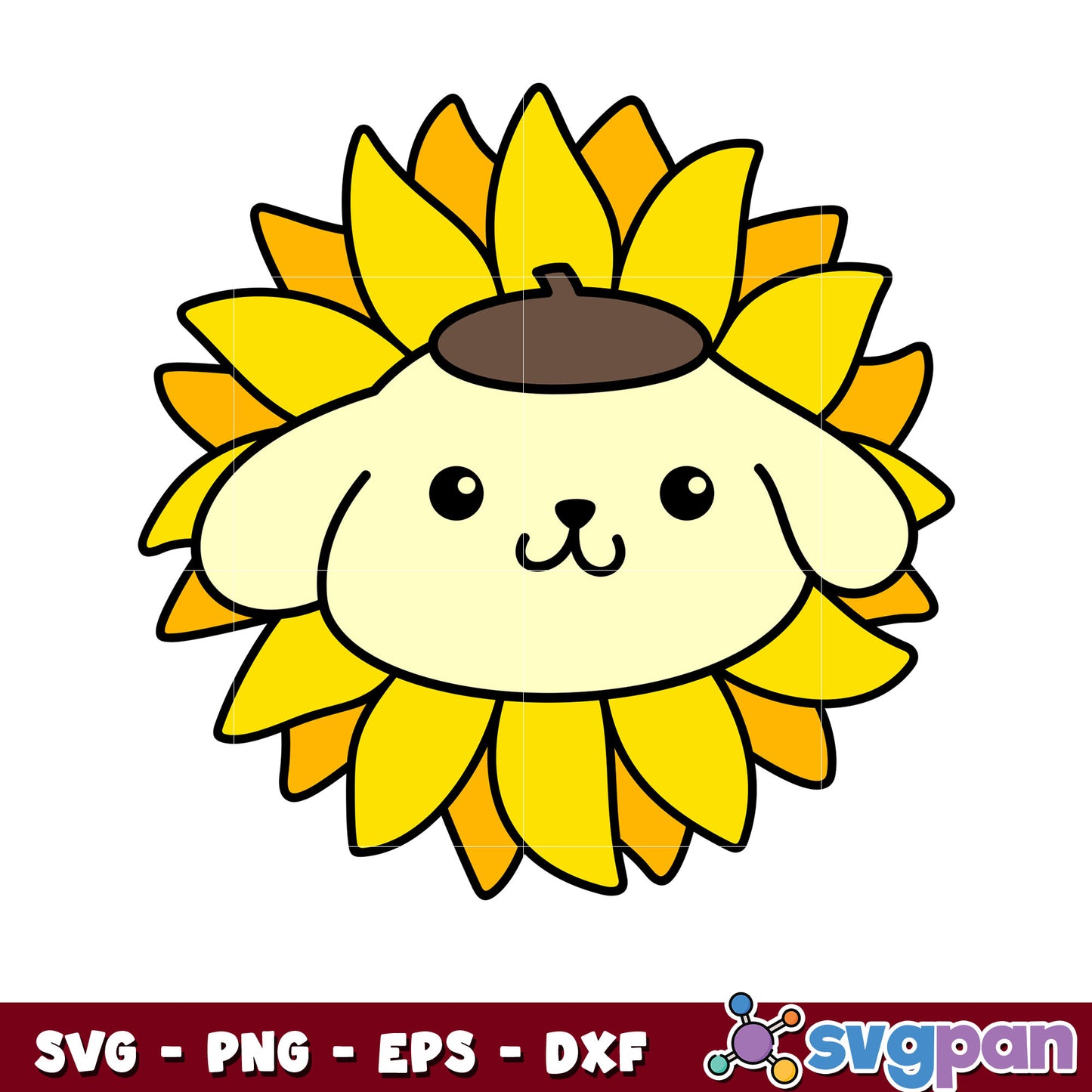 Pompompurin face sunflower svg, pompompurin svg, sanrio cartoon svg