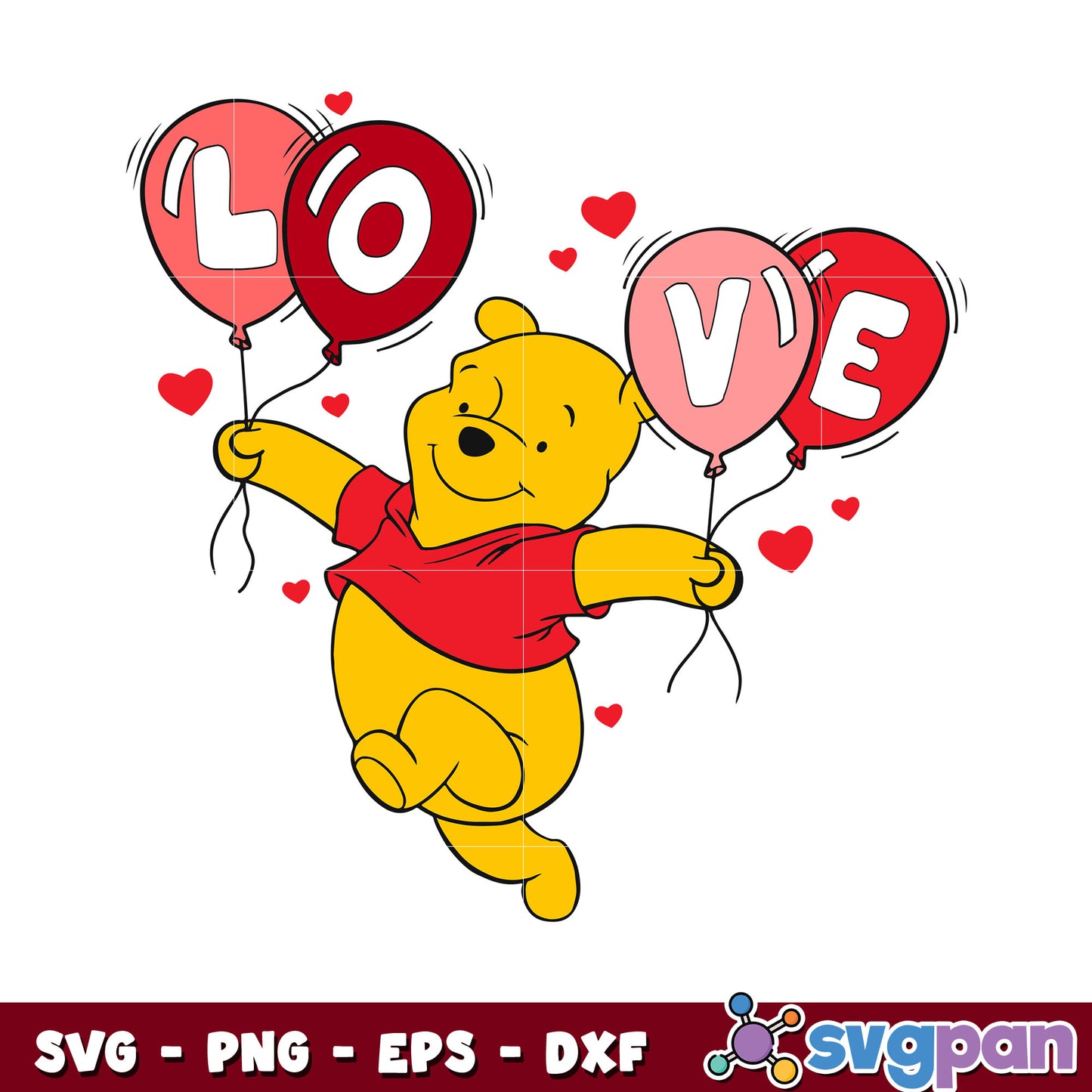Pooh bear love valentine svg, pooh valentine svg, winnie the pooh valentine svg