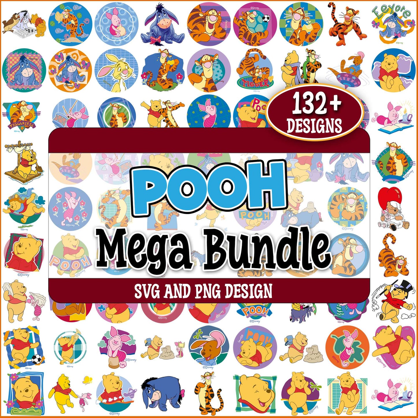 Pooh bear set svg bundle