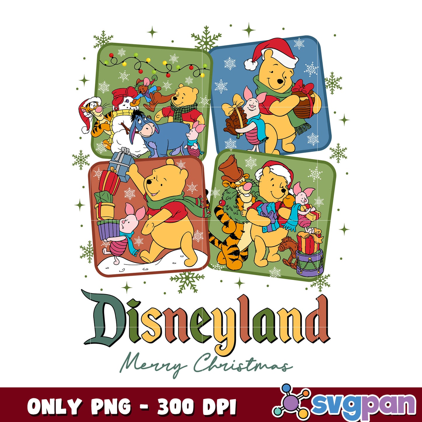 Pooh disneyland merry christmas png, winnie the pooh png