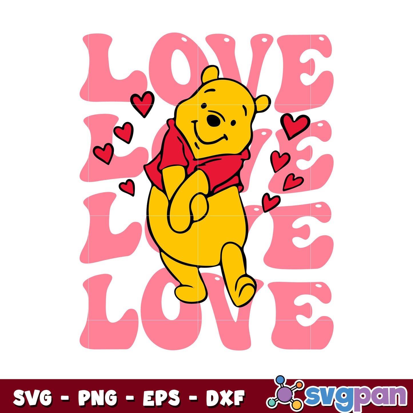 Pooh love valentine svg, pooh valentine svg, winnie the pooh valentine svg