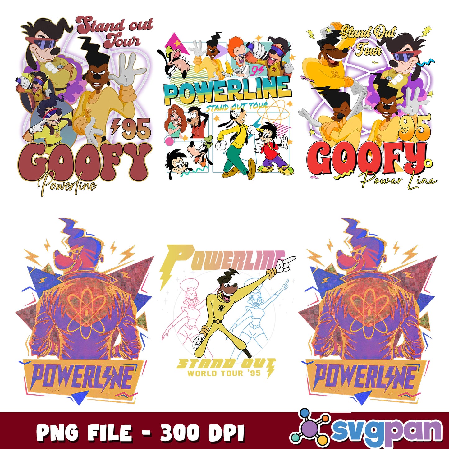 Powerline goofy design png bundle