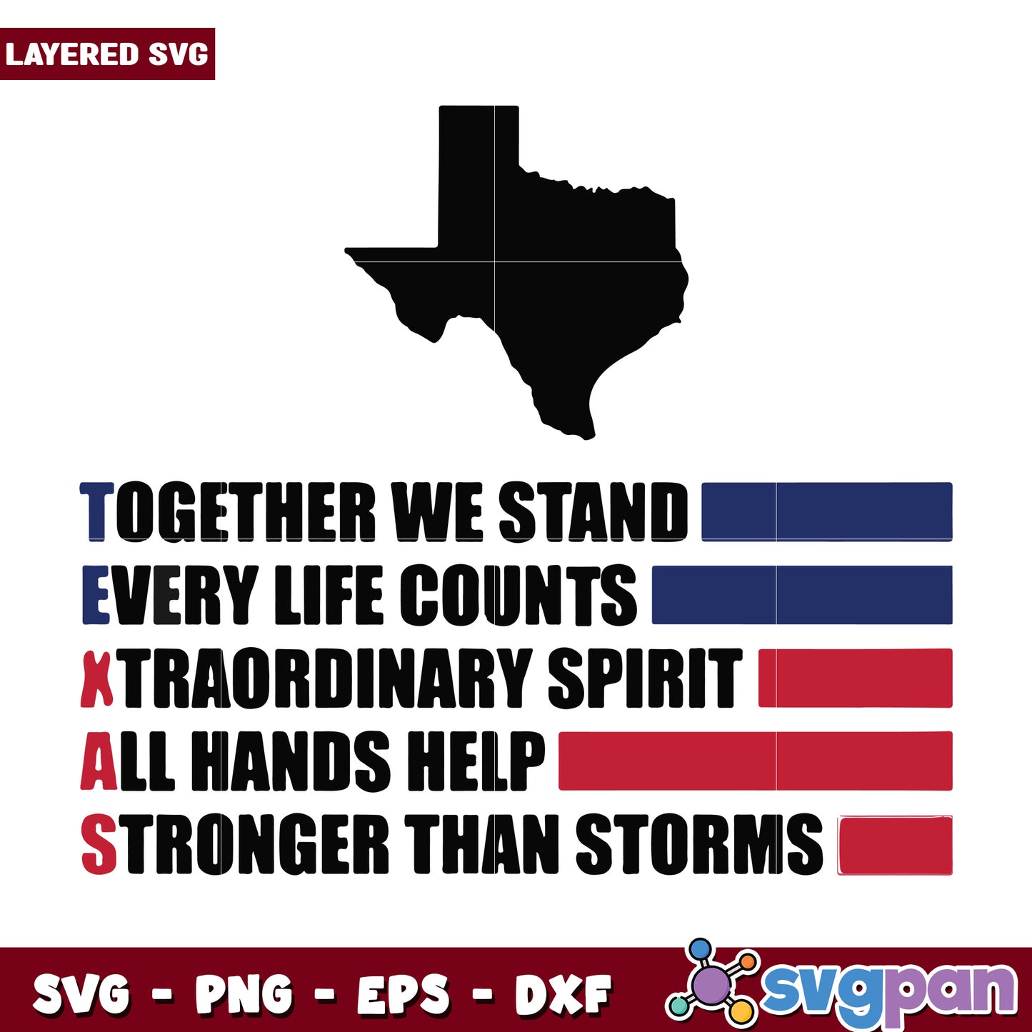 Pray for texas together we stand png, texas unity quote png, support and strength svg