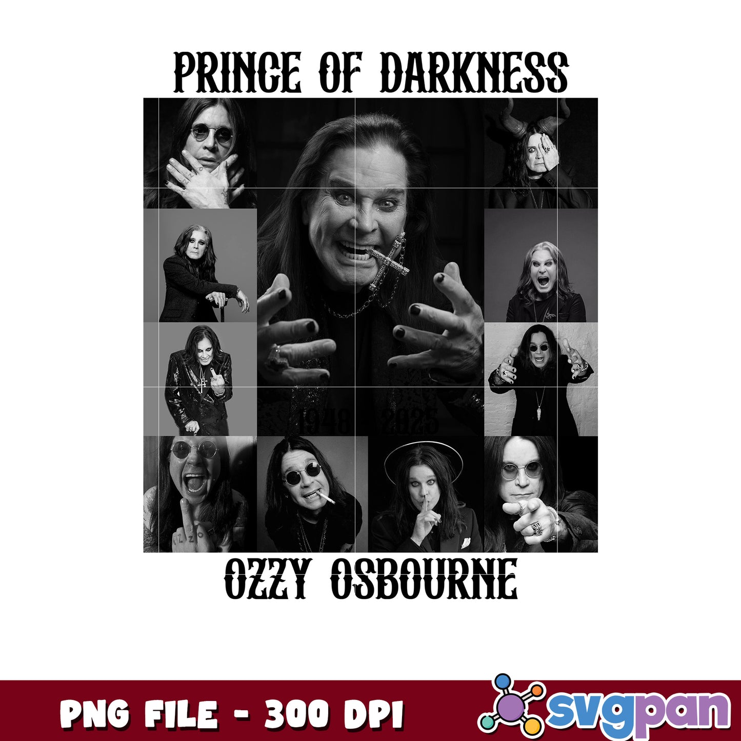 Prince of darkness ozzy osbourne black png, heavy metal png, rock legend png