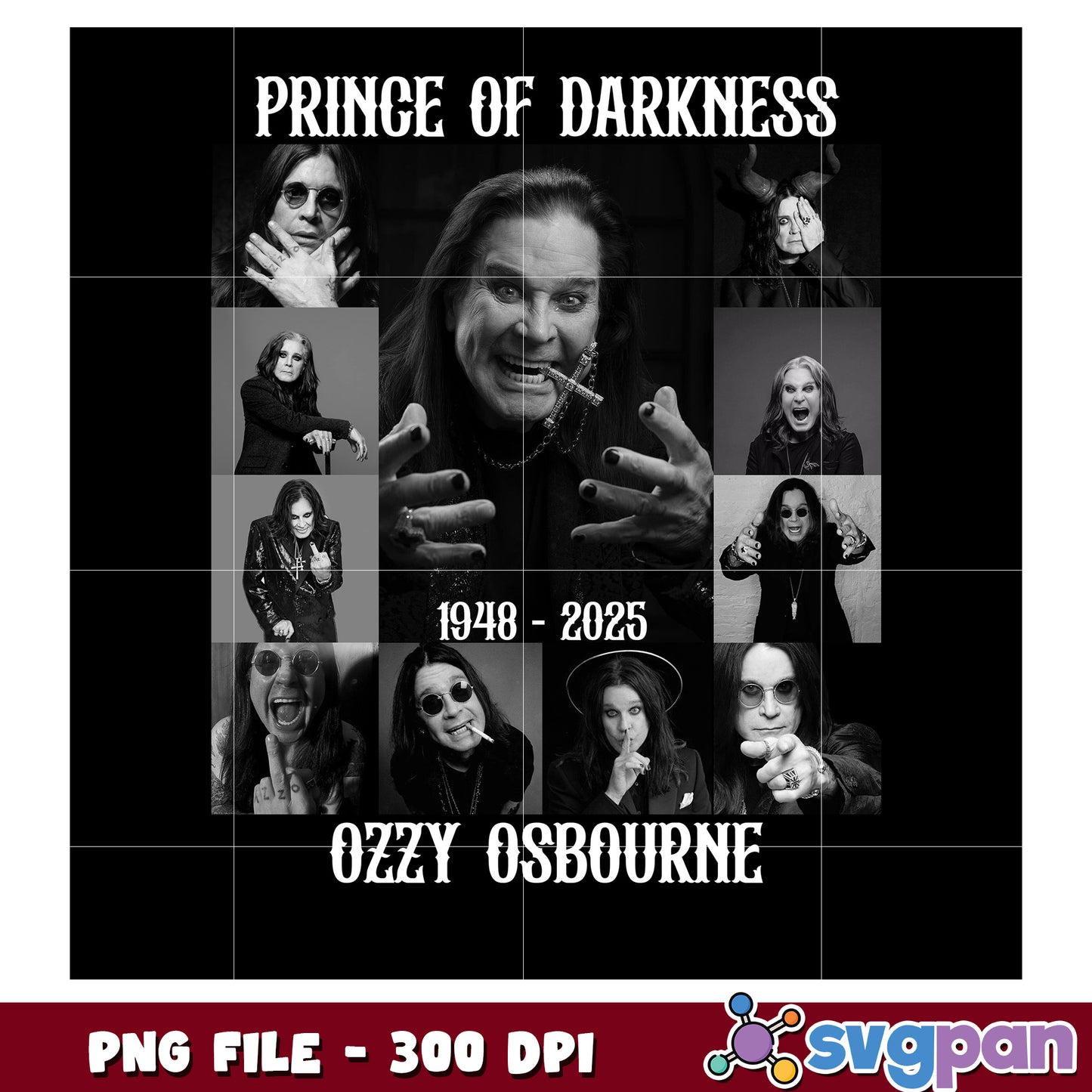 Prince of darkness ozzy osbourne white png, heavy metal png, rock legend png