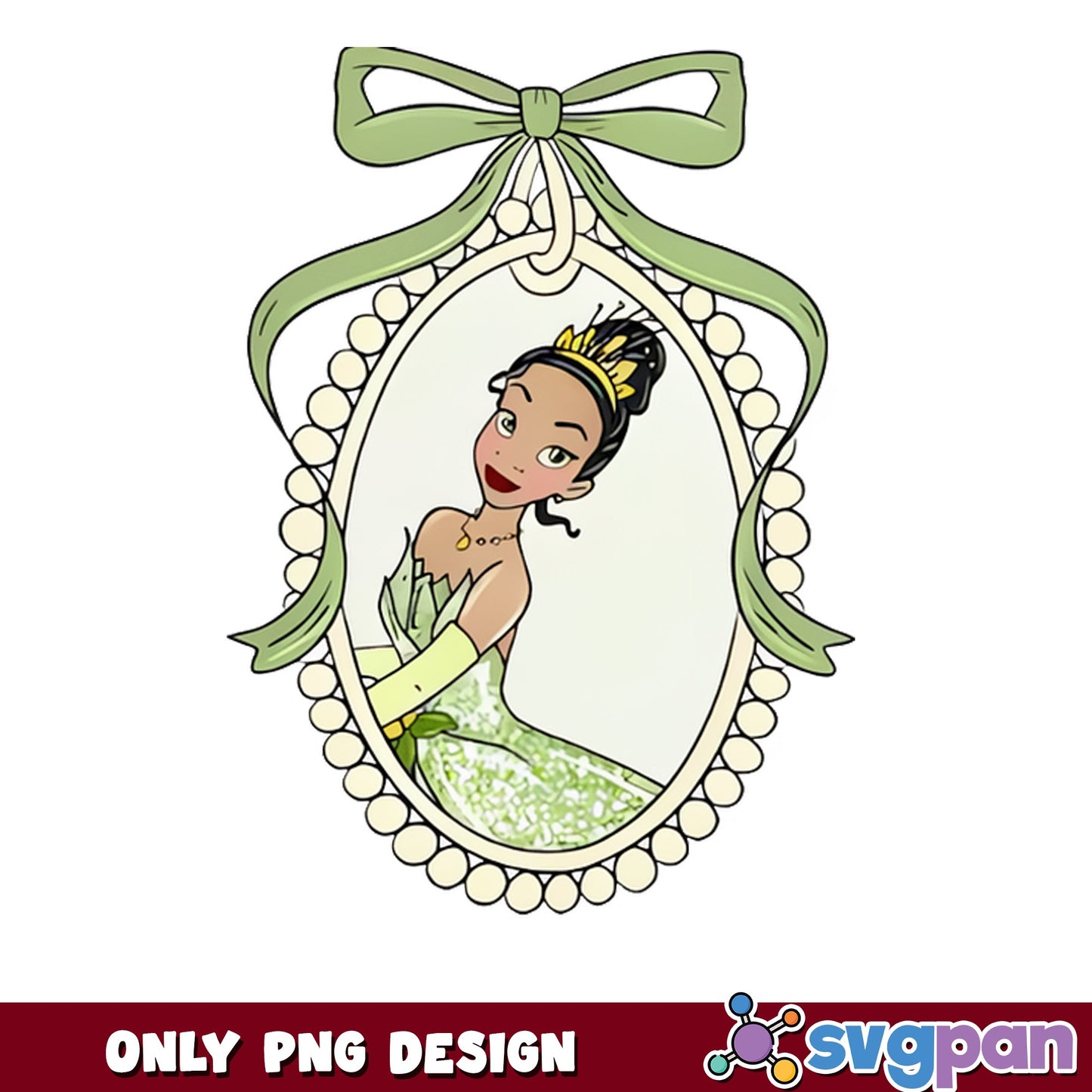 Princess Tiana Coquette Bow Cameo PNG, Disney Princess PNG, Tiana PNG