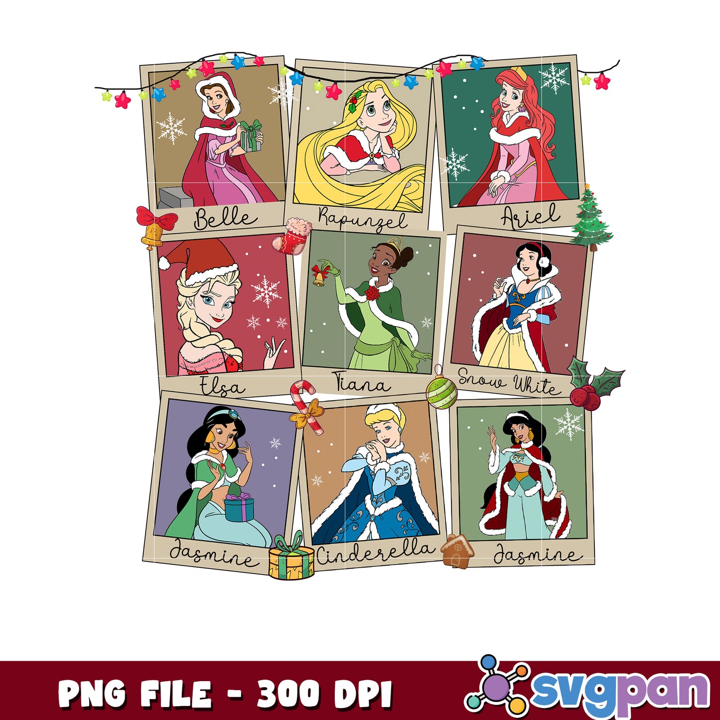 Princess christmas png, chistmas design png, disney cartoon png