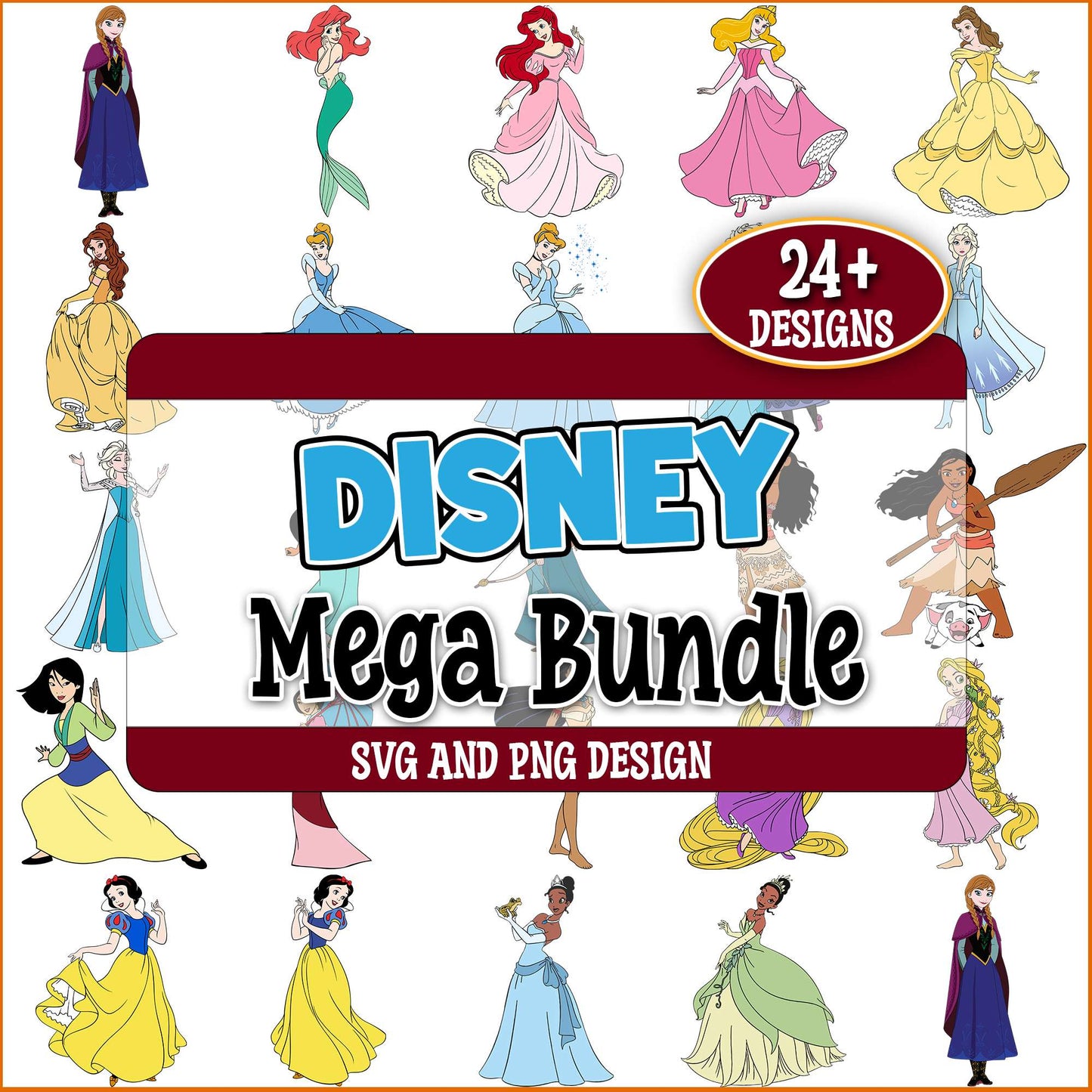 Princess disney design svg bundle