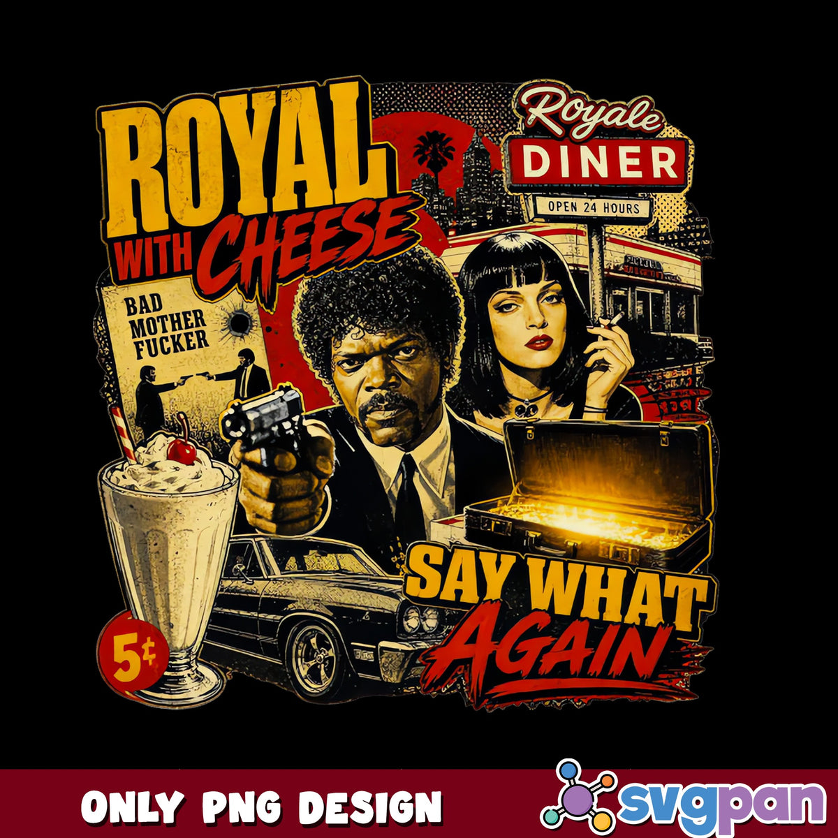 Pulp Fiction Royal With Cheese PNG, Say What Again PNG, Movie PNG