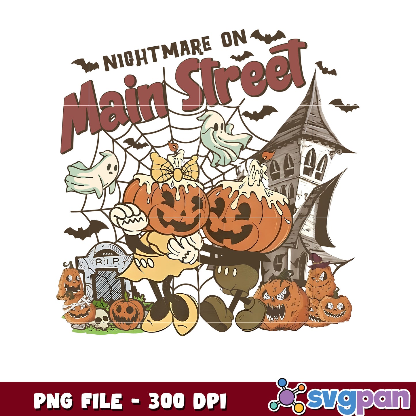 Pumkin nightmare on main street png, halloween season png, scary monster png