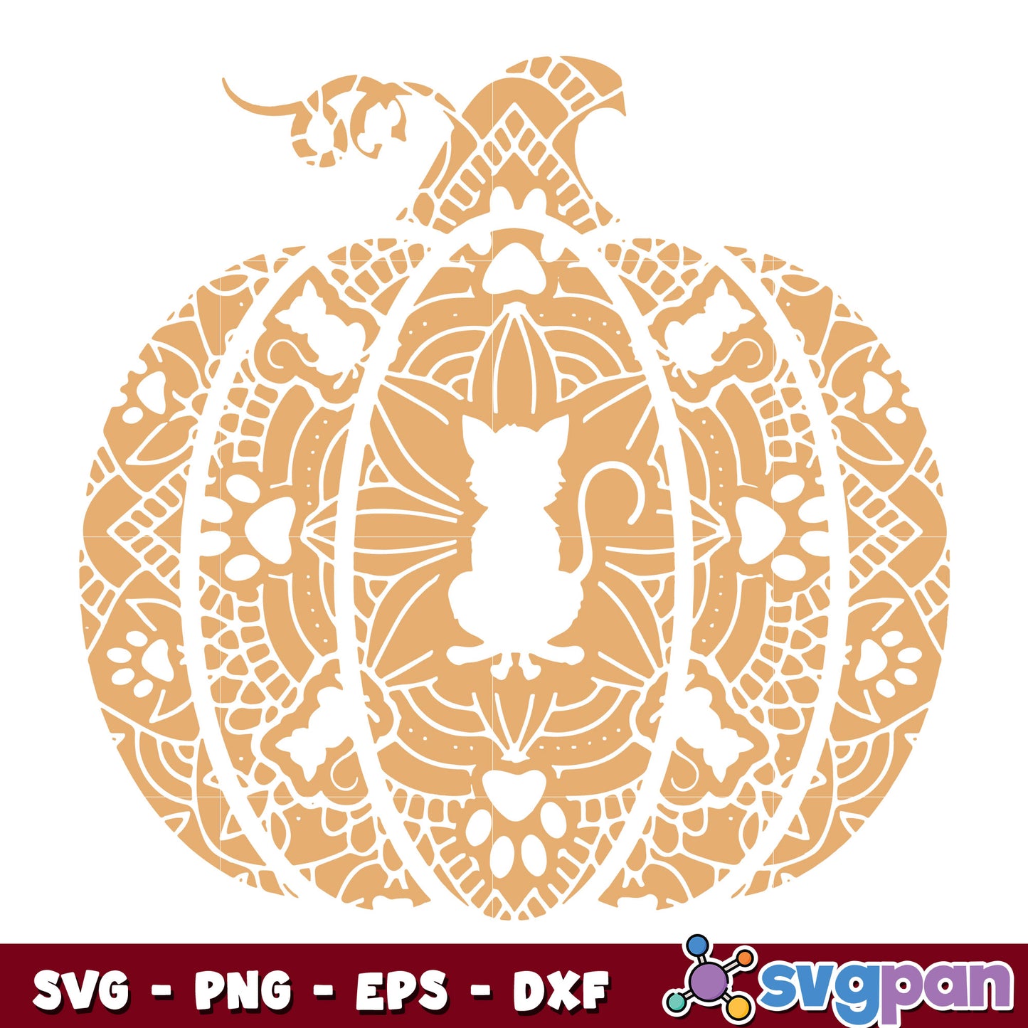 Pumpkin Cat Mandala Halloween svg