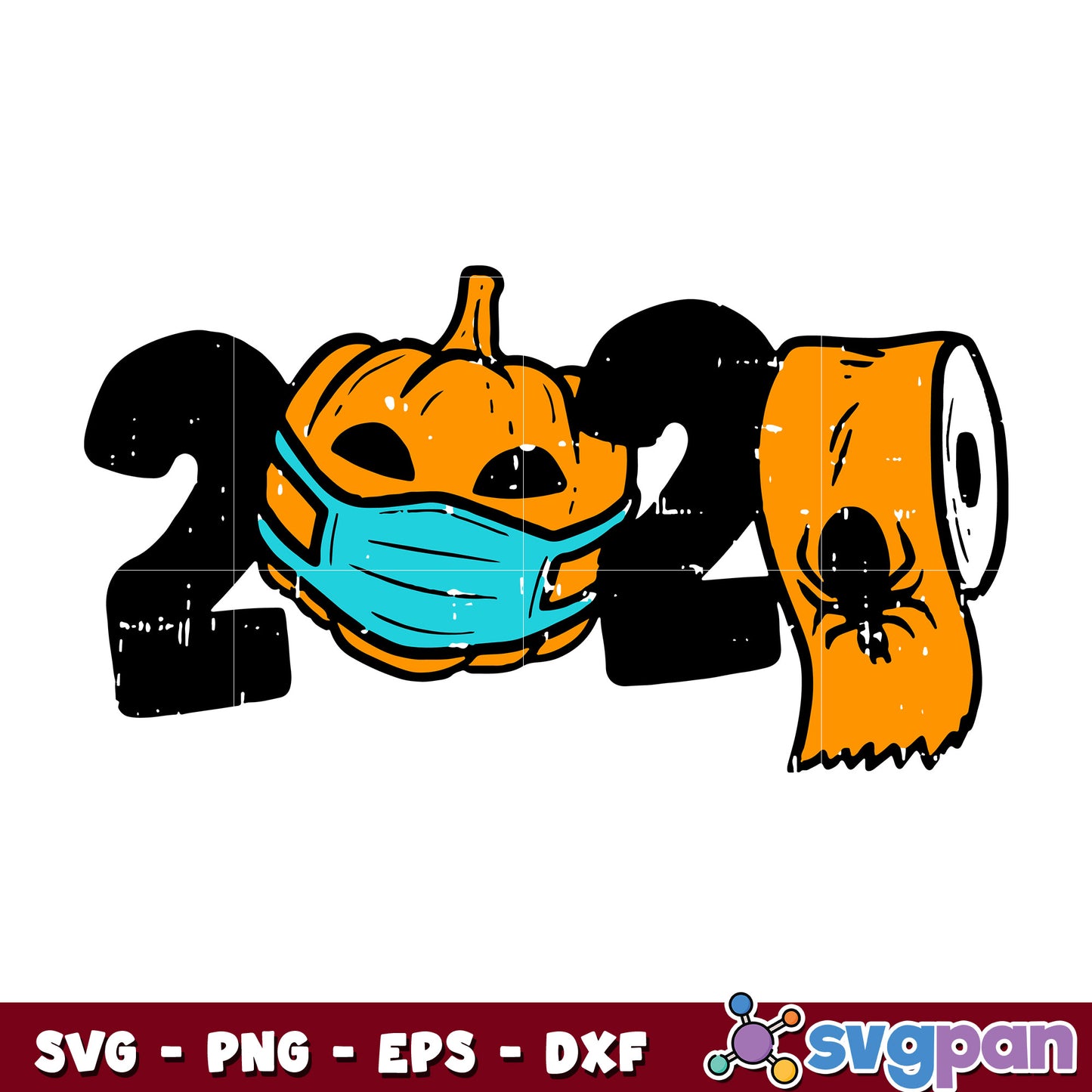 Pumpkin Face Mask Toilet Paper Halloween svg