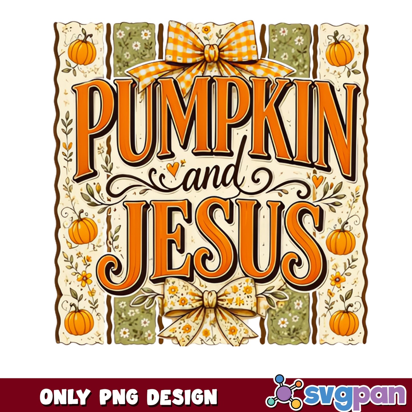 Pumpkin And Jesus PNG, Fall Christian Design PNG, Autumn PNG