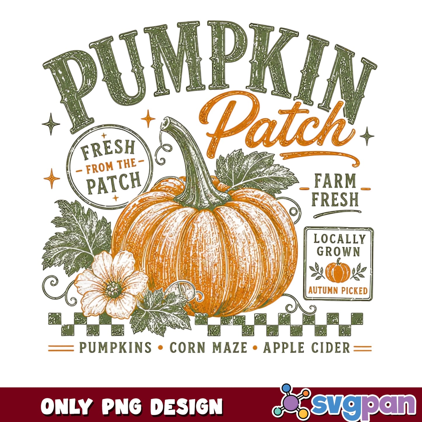 Pumpkin Patch PNG, Fall Autumn Harvest PNG, Farm Fresh PNG