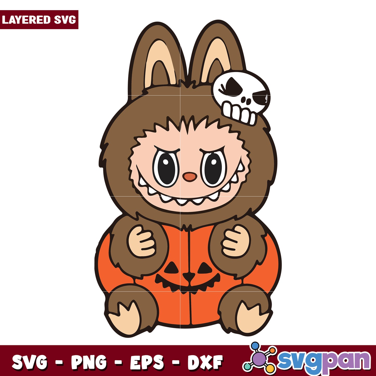 Pumpkin labubu halloween svg, labubu dolls svg, popmart labubu svg