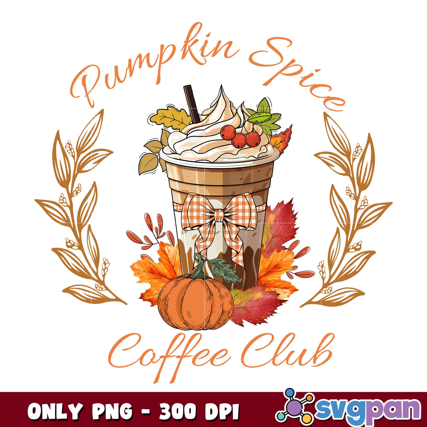 Pumpkin spice coffee club png, Pumpkin png, halloween coffee png
