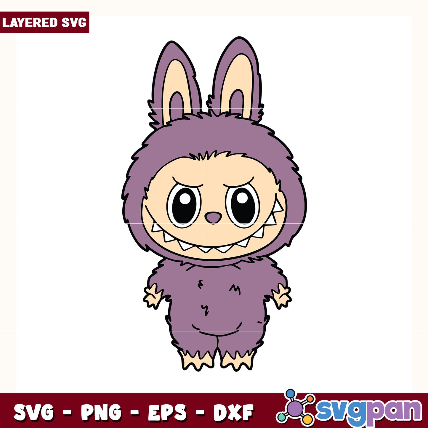 Purple labubu design svg, cute labubu toys svg, labubu cartoon svg