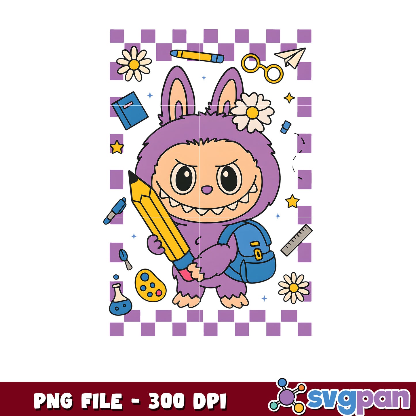 Purple labubu pencil png