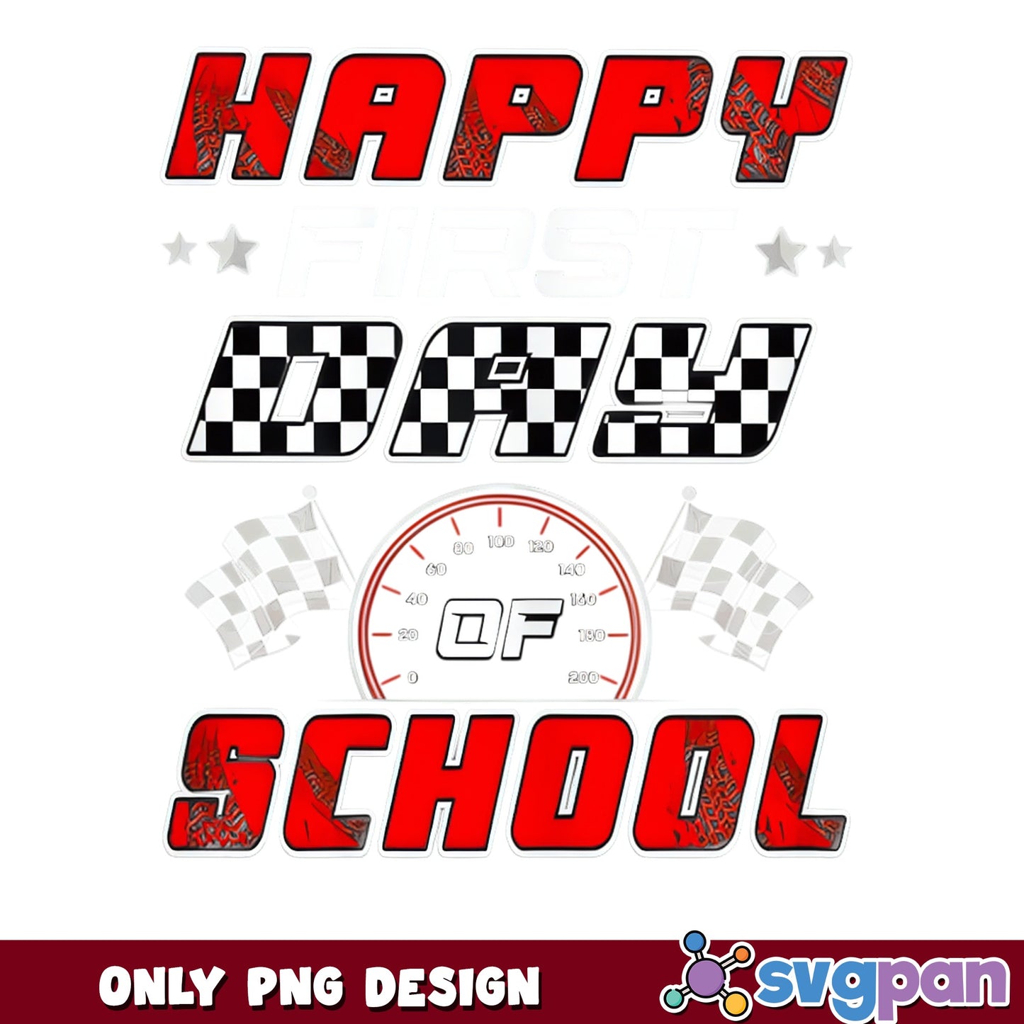 Racing 100 Days Of School PNG, Checkered Flag School PNG, Race Car PNG