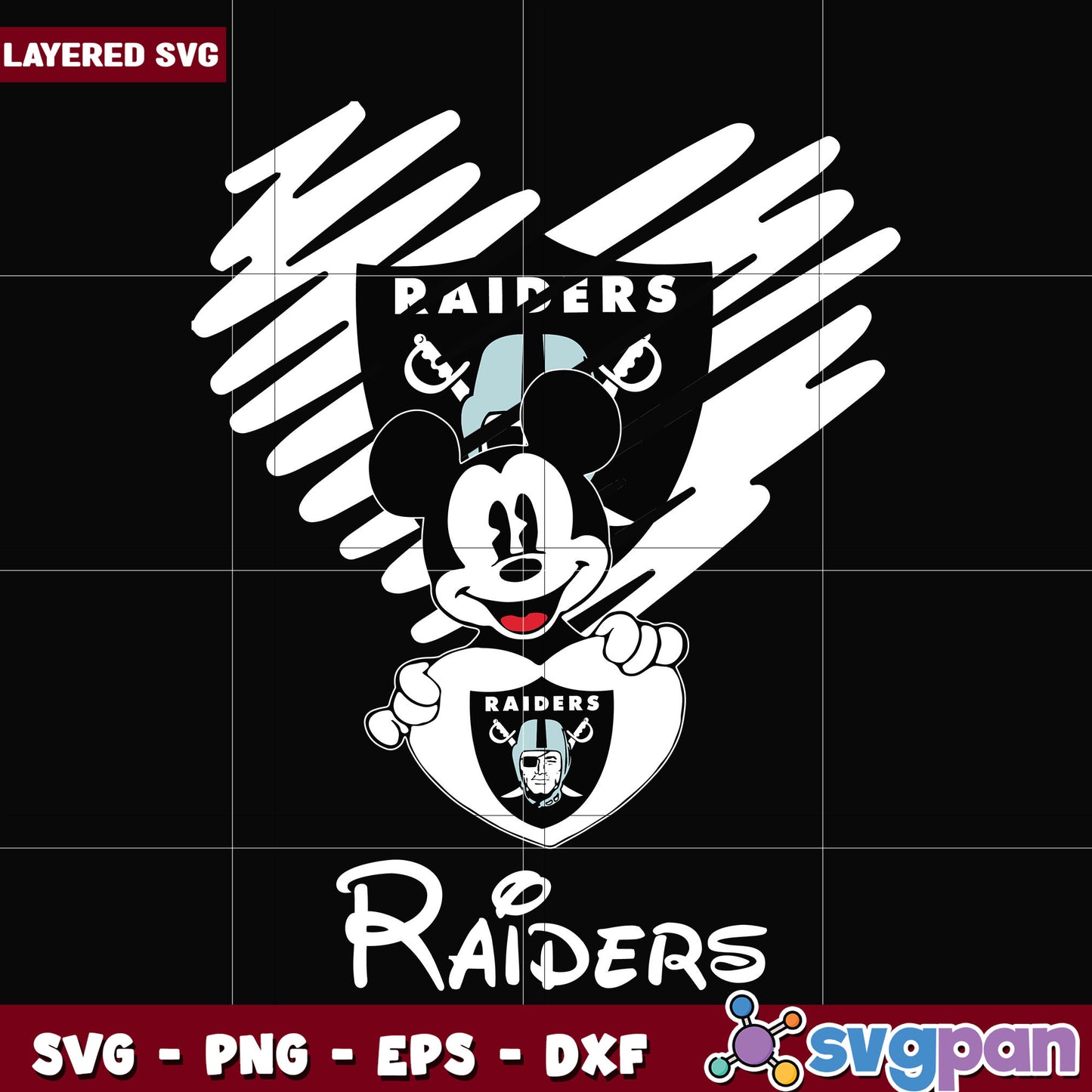 Raiders heart mickey svg, super bowl 2025 svg, nfl raiders svg
