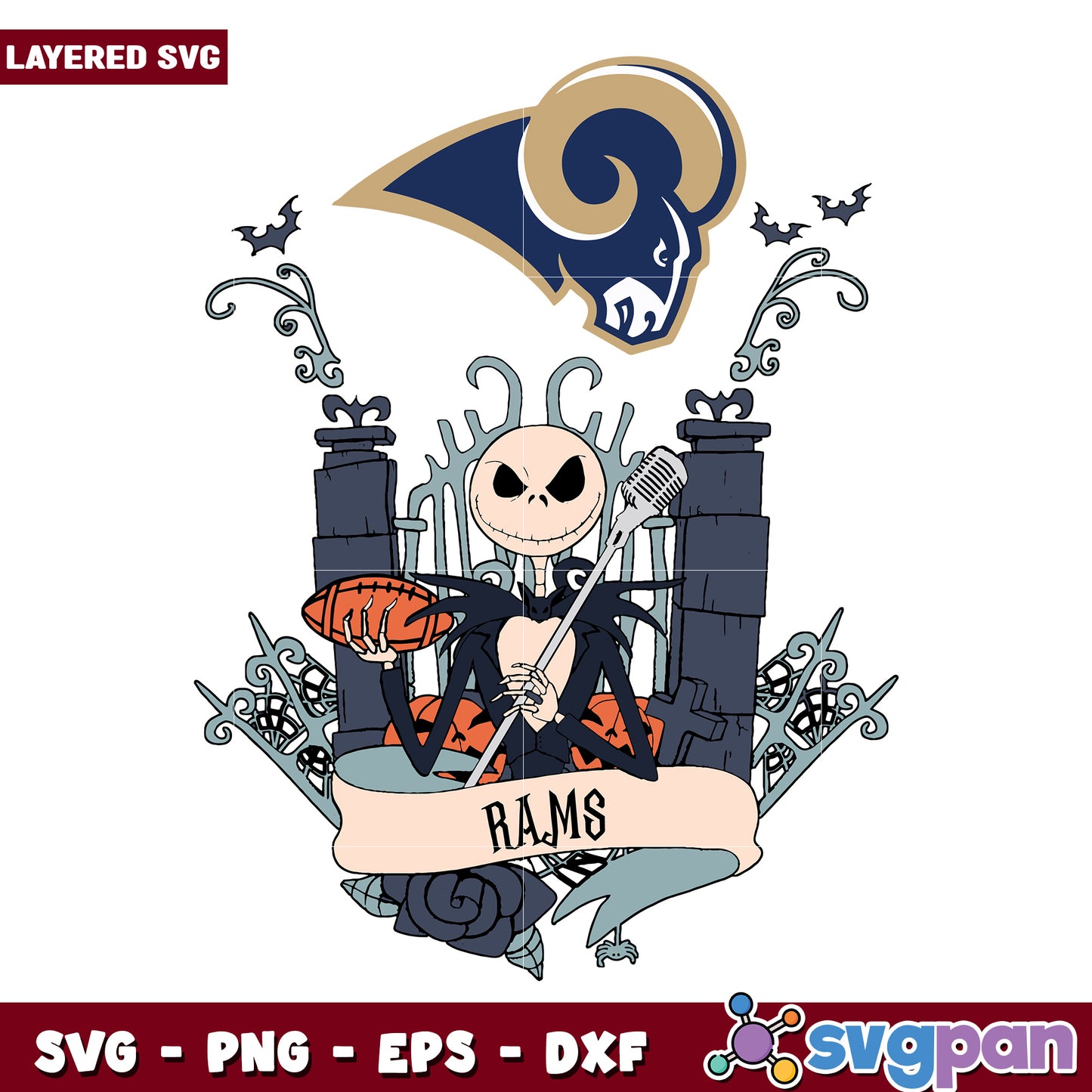 Rams Jack Halloween svg, funny halloween svg, spooky characters svg