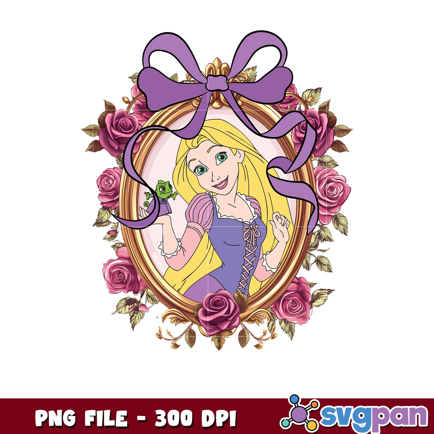 Rapunzel PNG Floral Frame & Pascal