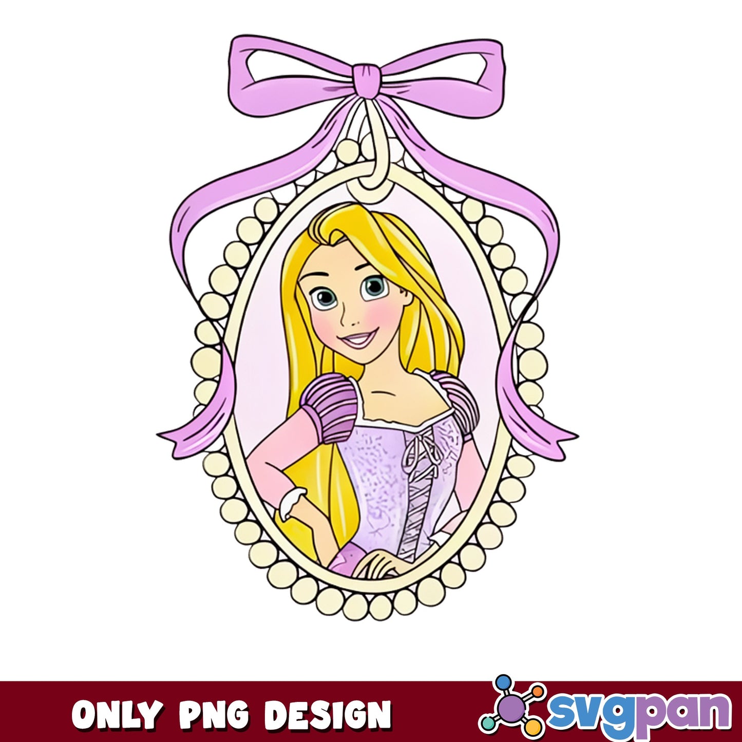 Rapunzel Coquette Bow Cameo PNG, Tangled Princess PNG, Disney PNG