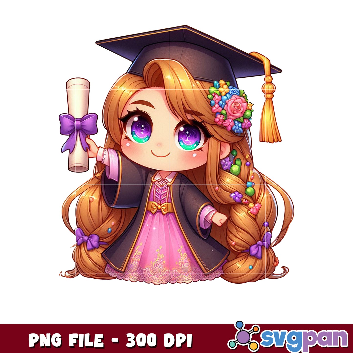 Rapunzel disney graduation png, rapunzel png, graduation dress png